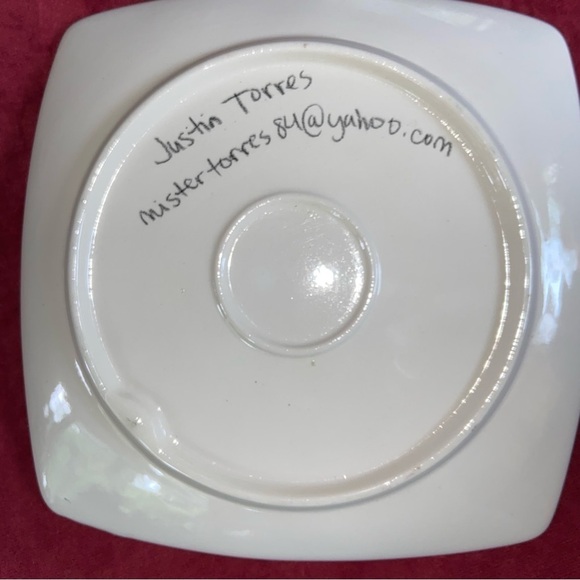 Justin Torres hand painted 9” plate. But is he a dapper dog or panda w/ panache? - Picture 2 of 4